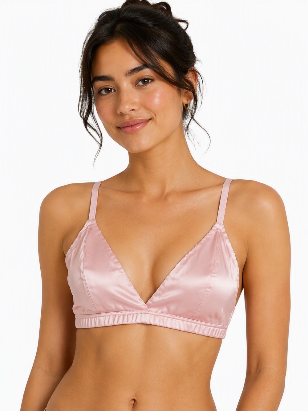 Victoria's Secret Satin Triangle Bralette in Blush Pink